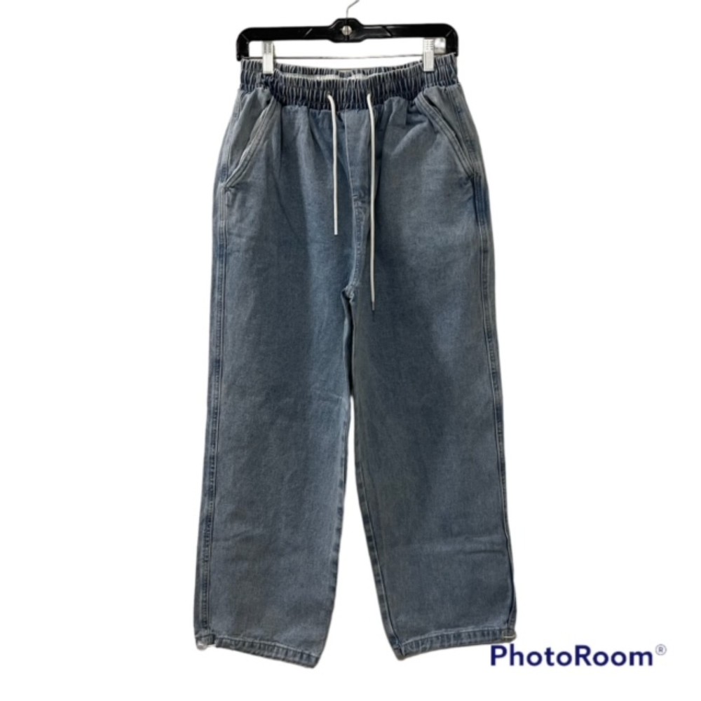 New Wave Street Culture by Inflation Blue Denim Baggy Pants Elastic Waist Sz L